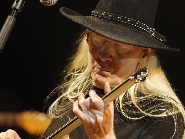 Legendary blues guitarist Johnny Winter, seen here performing in Valencia in 2008, has died at age 70.